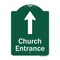 Signmission Church Entrance Ahead With Up Arrow Heavy-Gauge Aluminum Architectural Sign, 24" x 18", GW-1824-9991 A-DES-GW-1824-9991 - alternate 1